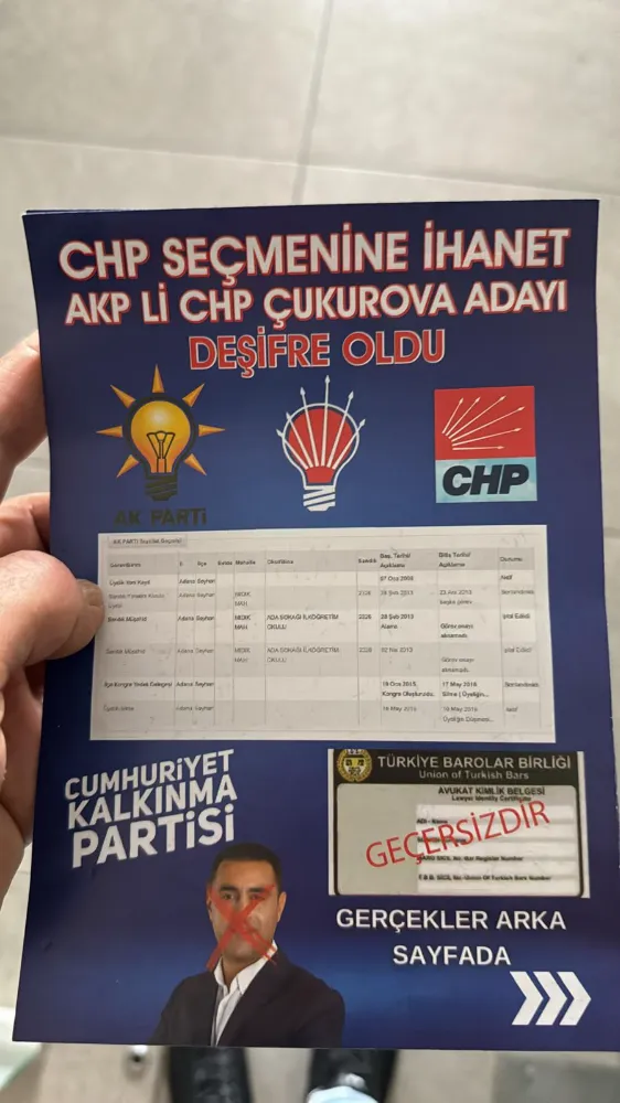 CHP Çukurova  Adayı Emrah Kozay Hakkında Broşürler Dağıtılmaya Devam Ediyor.
