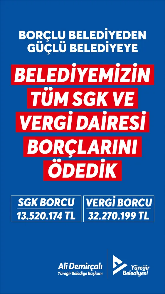 Ali Demirçalı Pankartla Borçlarının Olmadığını Duyurdu.