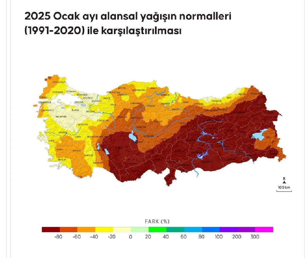 Yağışlarda en fazla azalma %98 ile Adana